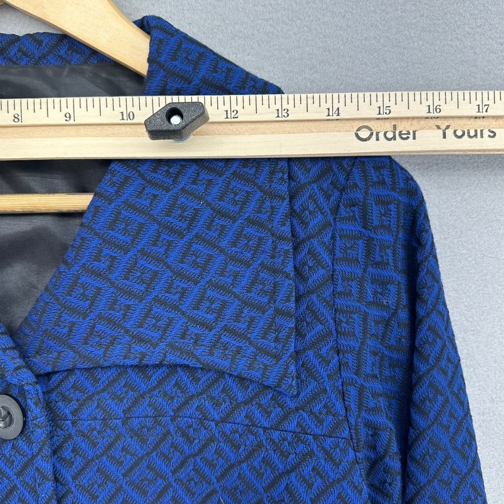 VTG Pendleton Royal Midnight Blue Geometric Blazer Jacket Virgin Wool 10P USA - Picture 5 of 8